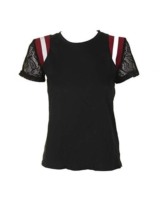 Rebellious One Tops - Rebellious One Juniors Lace Sleeve Striped Shoulder Top Size XS